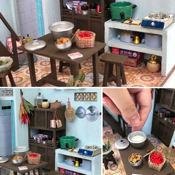 Mô Hình Thu Nhỏ Góc Bếp Ở Sài Gòn Xưa Bằng Gỗ - Bếp Của Mẹ