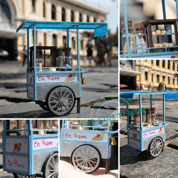 Mô hình gỗ tự lắp ráp DIY- Thế Giới Tí Hon- Hàng Rong- XE KEM - HR05