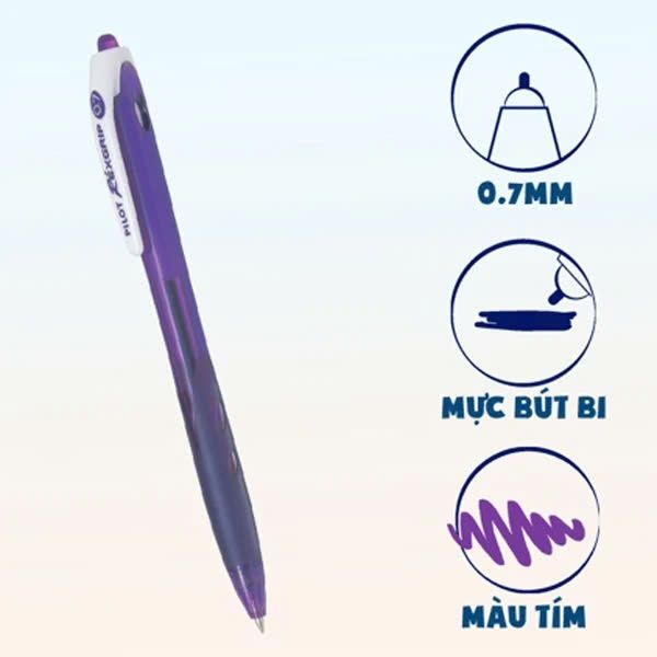 Bút Bi 0.7 mm Pilot Rexgrip - Mực Tím - BRG-10F-VV-BG