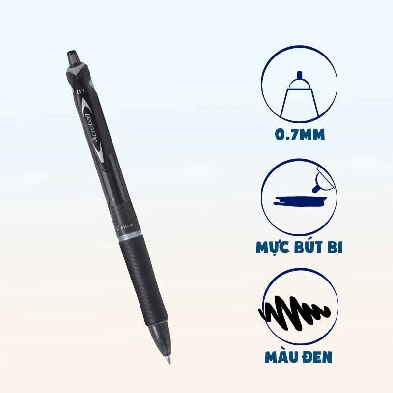 Bút Bi Bấm mm Pilot Acroball Mực Đen BAB-15F-B-BG Màu
