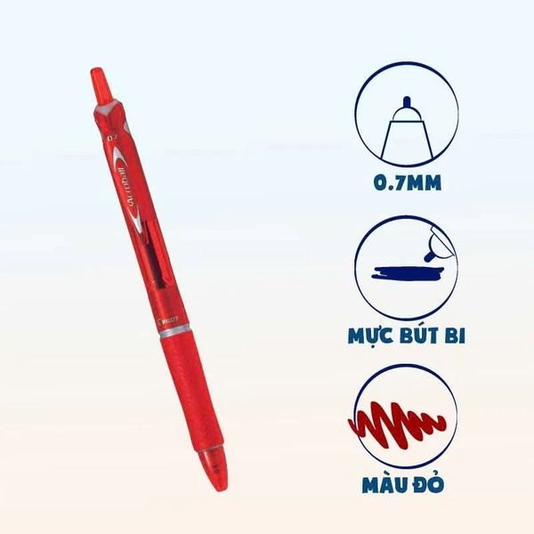 Bút Bi Bấm 0.7 mm Pilot Acroball - Mực Đỏ - BAB-15F-R-BG