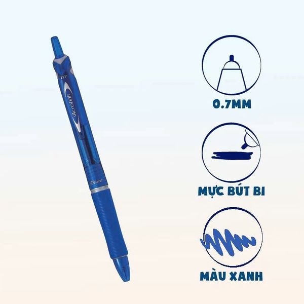 Bút Bi Bấm 0.7 mm Pilot Acroball - Mực Xanh - BAB-15F-L-BG