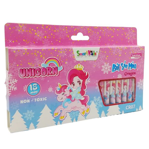 Hộp 18 Bút Sáp Màu Unicorn - Smart Kids CR07