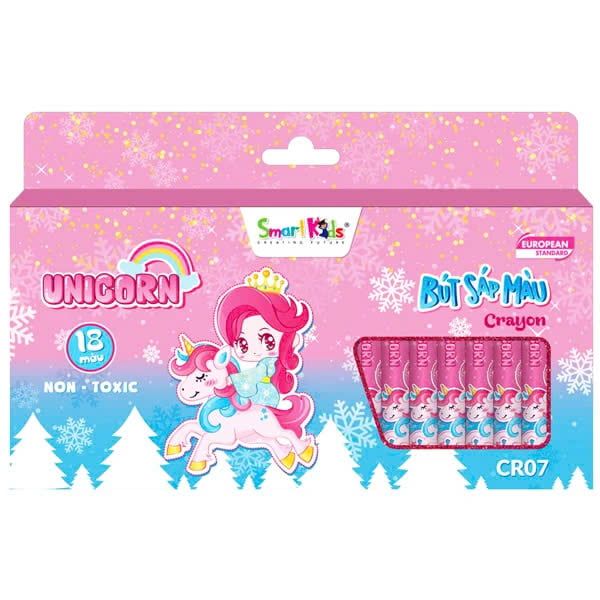 Hộp 18 Bút Sáp Màu Unicorn - Smart Kids CR07