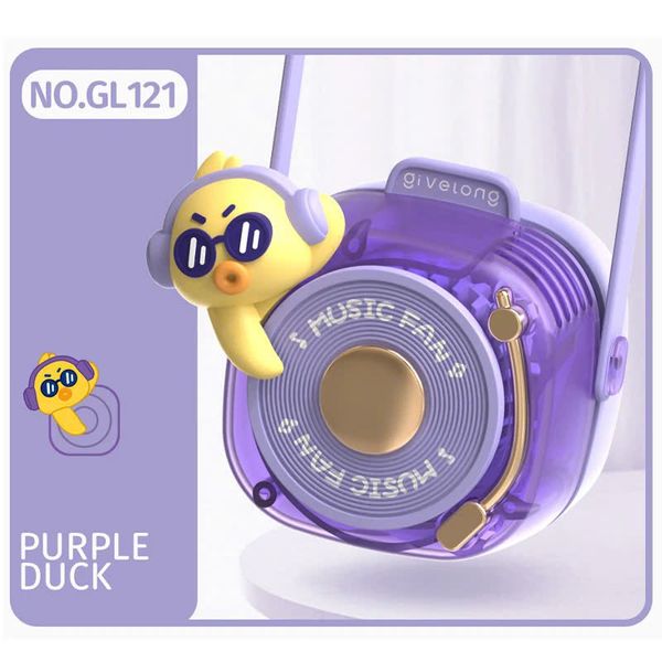 Đồ Chơi Quạt Đeo Cổ Mini - Givelong GL120-123 - Hình DJ Music - Màu Tím