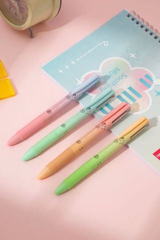 Bút Bi 4 Ngòi 4 Màu Pastel Deli 0.7 mm - Phiên Bản Sơn Tùng M-TP Giới Hạn - Deli Q183 - Mẫu xanh