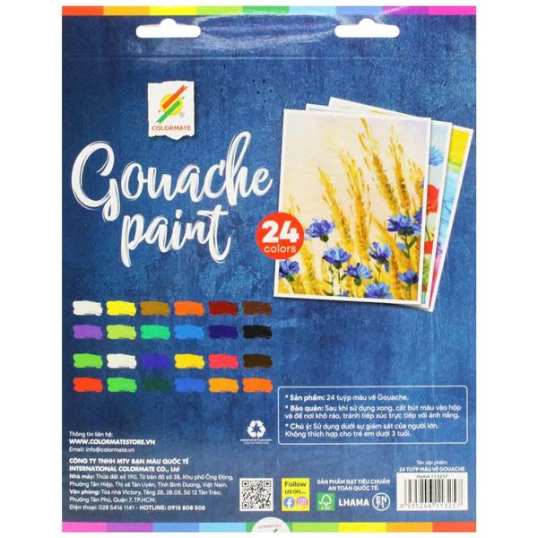 Hộp 24 Tuýp Màu Vẽ Gouache Paint Colormate