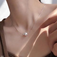 Dây Chuyền Bạc Ý 925 Xuyên Tâm Hạt Trai 10-11mm kèm bi Bạc Ý sang trọng cho nữ MN028