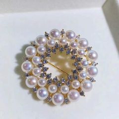 Ghim Trâm Cài Áo Bông Hoa Vòng Tròn Nhiều Lớp Ngọc Trai Tự Nhiên MADAME HIEN PEARLS Cho Nữ PKC047