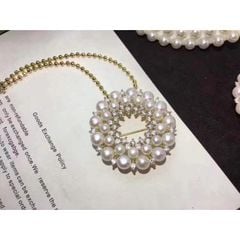 Ghim Trâm Cài Áo Bông Hoa Vòng Tròn Nhiều Lớp Ngọc Trai Tự Nhiên MADAME HIEN PEARLS Cho Nữ PKC047