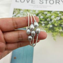 Vòng Tay Gọng Hở Đính Ngọc Giọt Nước MADAME HIEN PEARL Thời Trang VTG004X