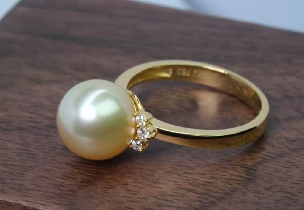 Nhẫn Vàng Thật 18k 1c Đính Ngọc Trai 11-12mm Hạt Tròn Đẹp Grade AAA MADAME HIEN PEARLS V18NT005