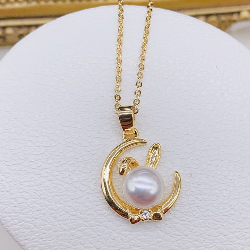 Mặt Dây Chuyền Ngọc Trai Tự Nhiên Dáng Thỏ Mặt Trăng Moon Rabbit MADAME HIEN PEARLS Cho nữ MN062