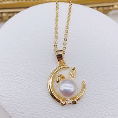 Mặt Dây Chuyền Ngọc Trai Tự Nhiên Dáng Thỏ Mặt Trăng Moon Rabbit MADAME HIEN PEARLS Cho nữ MN062