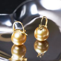 Bông Tai Bạc s925 Mạ Vàng Ý Đính Ngọc Trai 11mm Hạt Tròn Đẹp Grade AAA Mặt Khung U MADAME HIEN PEARLS BMVBTT013