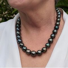 Bộ Set Trang Sức Ngọc Trai Đen Tự Nhiên 11mm Cao Cấp Gồm Vòng cổ + Vòng Tay + Bông tai Ngọc Trai MADAME HIEN PEARLS SCT001D