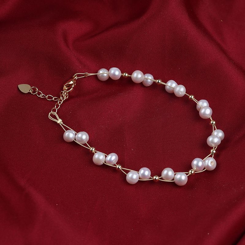 Vòng Tay Sợi Bện Đính Ngọc Trai Tự Nhiên MADAME HIEN PEARLS VTT009