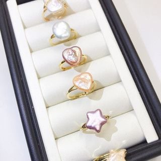 Nhẫn Ngọc Trai Baroque Tự Nhiên Mặt Ngọc Trai Dáng Trái Tim Freesize MADAME HIEN PEARLS NB020