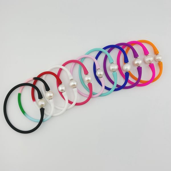 Vòng Tay Cao Su Silicone Đa Sắc Giải Trí Vui Nhộn Phối Hạt Ngọc Trai To MADAME HIEN PEARLS Unisex Nam Nữ VTT056