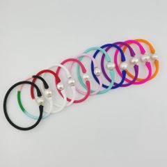 Vòng Tay Cao Su Silicone Đa Sắc Giải Trí Vui Nhộn Phối Hạt Ngọc Trai To MADAME HIEN PEARLS Unisex Nam Nữ VTT056