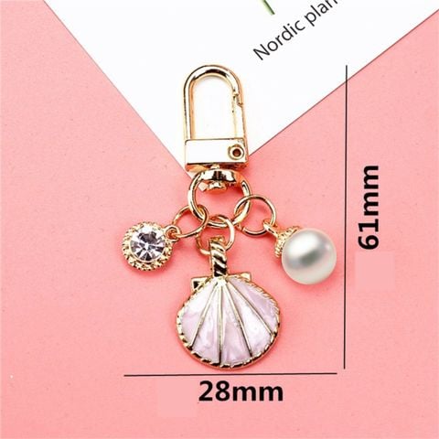 Móc Khóa Hình Vỏ Sò, Sao Biển, Trái Tim Đính Ngọc Trai Tự Nhiên Tinh Tế Dễ Thương PKK003