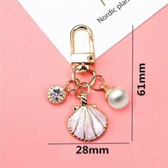 Móc Khóa Hình Vỏ Sò, Sao Biển, Trái Tim Đính Ngọc Trai Tự Nhiên Tinh Tế Dễ Thương PKK003