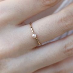 Nhẫn Mạ Vàng 18k Đính Ngọc Trai Nhí Unisex Nam Nữ NN011