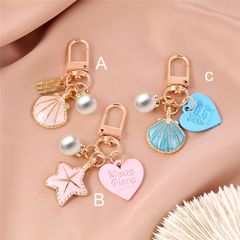 Móc Khóa Hình Vỏ Sò, Sao Biển, Trái Tim Đính Ngọc Trai Tự Nhiên Tinh Tế Dễ Thương PKK003