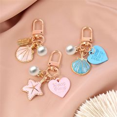 Móc Khóa Hình Vỏ Sò, Sao Biển, Trái Tim Đính Ngọc Trai Tự Nhiên Tinh Tế Dễ Thương PKK003