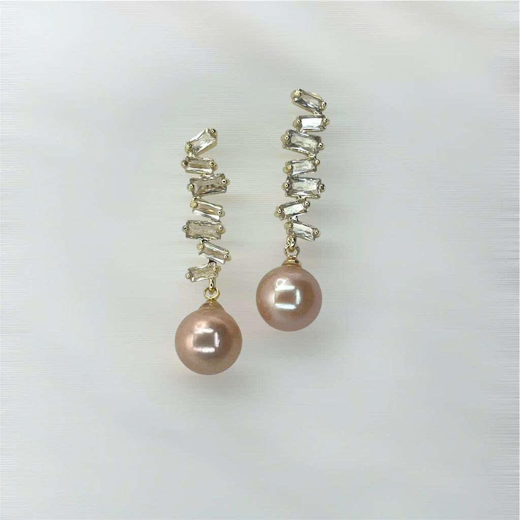 Bông Tai Kim Bạc s925 Đính Hạt Ngọc Trai Edison Tím Tròn Tự Nhiên MADAME HIEN PEARLS Cho Nữ BTT113