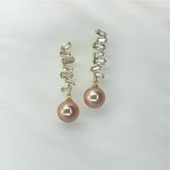 Bông Tai Kim Bạc s925 Đính Hạt Ngọc Trai Edison Tím Tròn Tự Nhiên MADAME HIEN PEARLS Cho Nữ BTT113