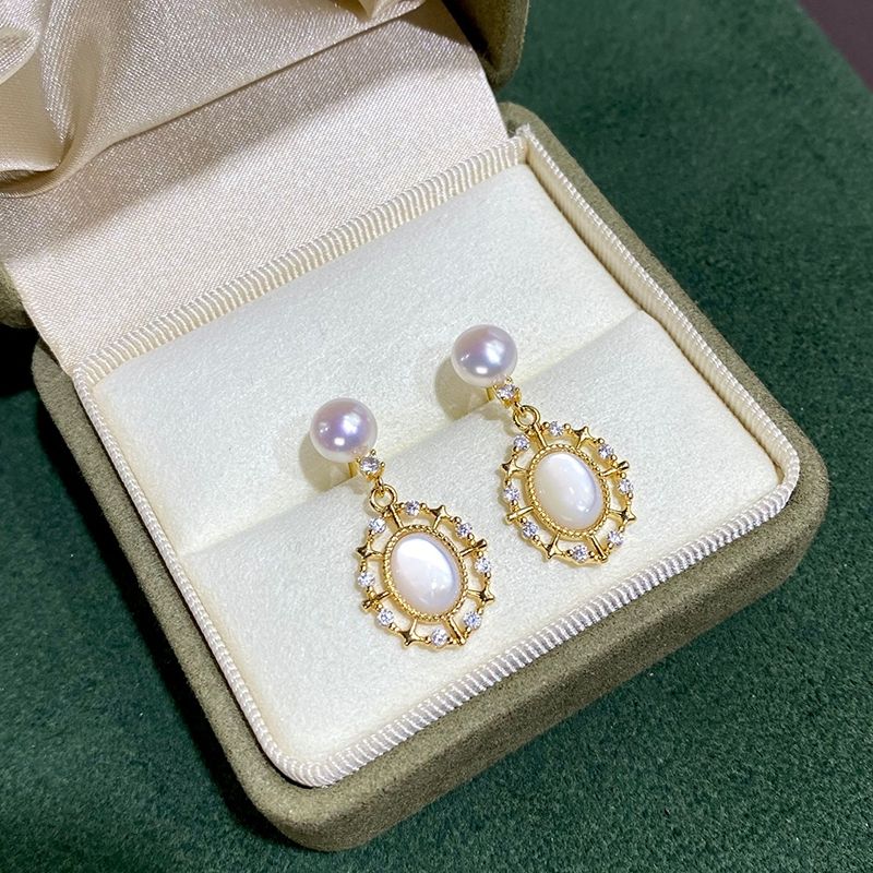 Bông Tai Kim Bạc s925 Chạm Hoa Văn Phong Cách Vintage Sang Trọng MADAME HIEN PEARLS BTN158