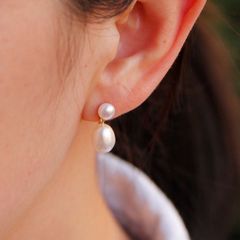 Bông Tai Bạc 925 Mạ vàng Đính Ngọc Trai Giọt Nước Thời Trang Cho Nữ BTG033TR