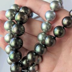Bộ Set Trang Sức Ngọc Trai Đen Tự Nhiên 11mm Cao Cấp Gồm Vòng cổ + Vòng Tay + Bông tai Ngọc Trai MADAME HIEN PEARLS SCT001D