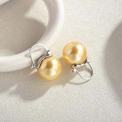 Bông Tai Bạc s925 Mạ Vàng Ý Đính Ngọc Trai 11mm Hạt Tròn Đẹp Grade AAA Mặt Khung U MADAME HIEN PEARLS BMVBTT013
