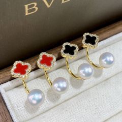 Bông Tai Kim Bạc Đính Ngọc Trai Tự Nhiên Mặt Cỏ 4 Lá Hoạ tiết LV 2 Cách Đeo MADAME HIEN PEARLS Thời Trang Nữ BTN187