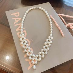 Vòng Cổ Ngọc Trai Trắng đan lớp zigzag mặt giọt nước sang trọng, quý phái CG001TR