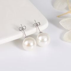 Bông Tai Nụ Ngọc Trai Vàng Tự Nhiên Hạt Edison Tròn 7-8mm AAAA Cao Cấp Chốt Bạc s925 MAD BTT099