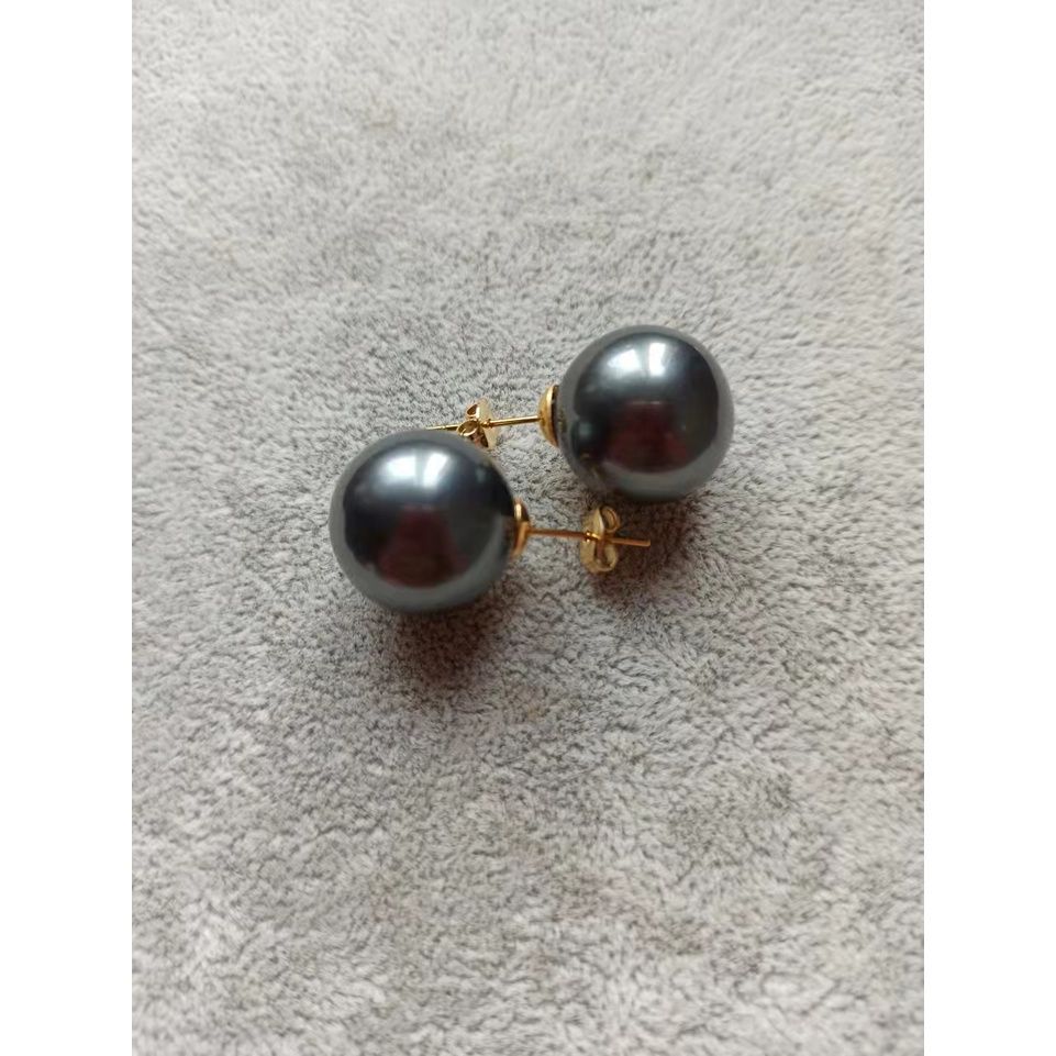 Bông Tai Nụ Ngọc Trai Đá Size Khủng 16mm Vàng 14K YM005