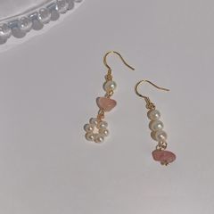 Bông Tai Ngọc Trai Bạc 925 Mạ Đính Đá Hồng Dâu MADAME HIEN PEARLS Xinh Xắn BTT024