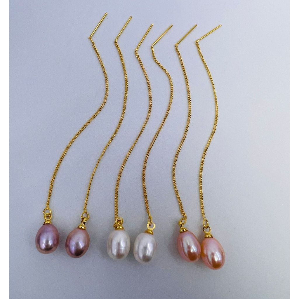 Bông Tai tua rua dáng dài đính hạt giọt nước BTG017