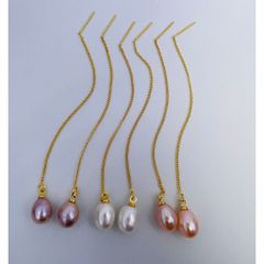 Bông Tai Tua Rua Mạ Vàng Dài 7mm Đính Hạt Giọt Nước MADAME HIEN PEALRS Cho Nữ BTG017