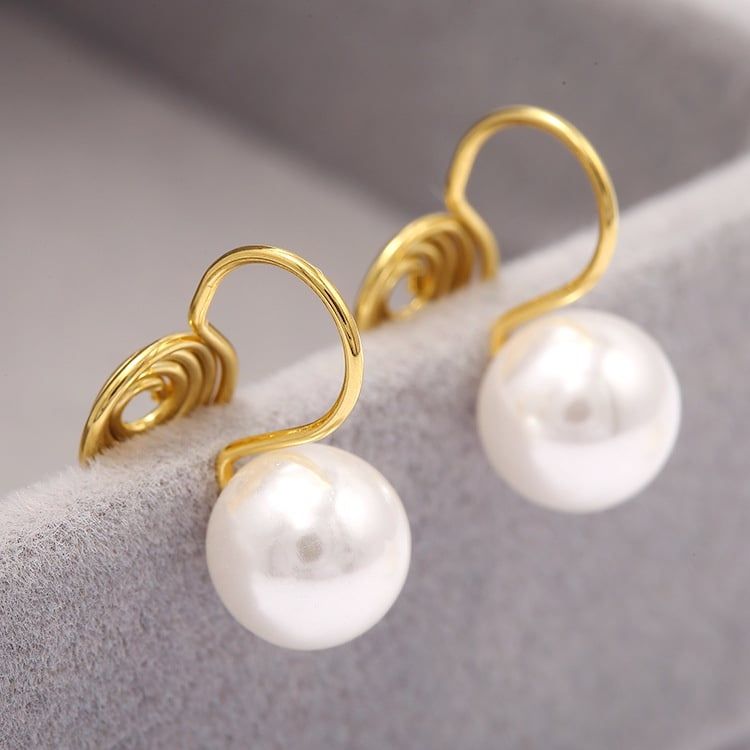 Bông Tai Dạng Kẹp Đính Hạt Ngọc Trai Tròn MADAME HIEN PEARLS Đơn Giản Cá Tính Cho Nữ BTN008