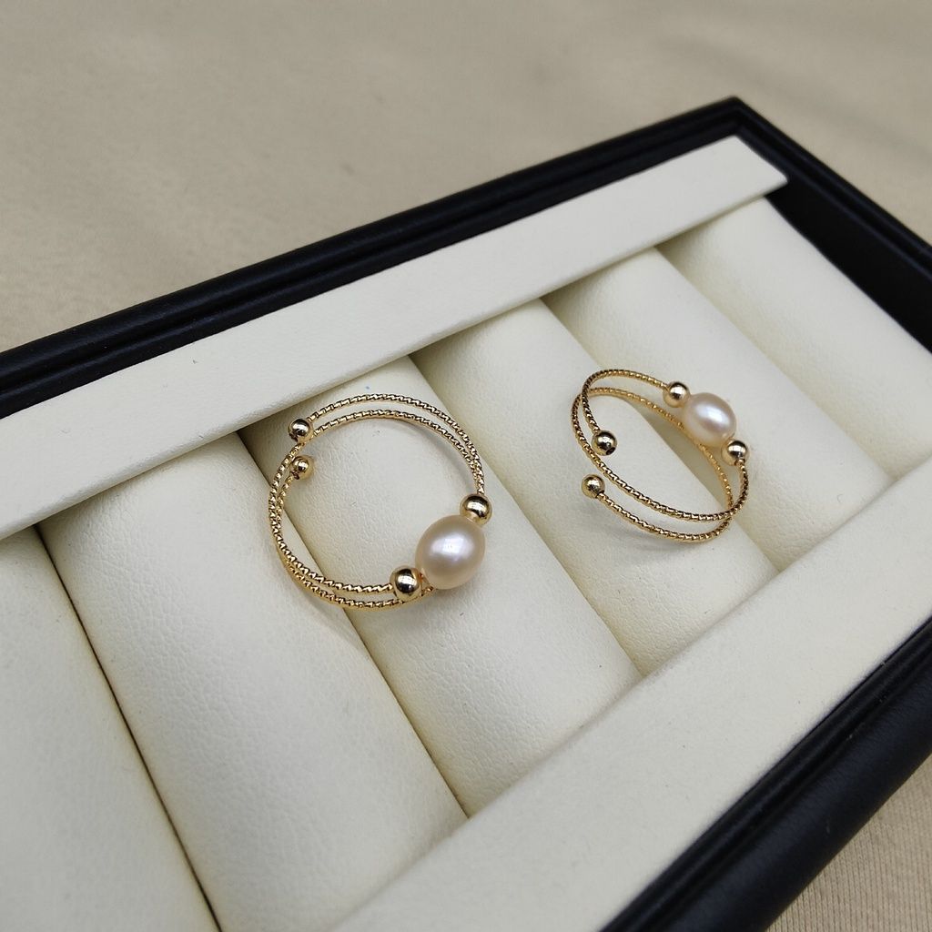 Nhẫn Mạ Vàng 14k Đính Ngọc Trai Nuôi Tự Nhiên hạt gạo Thời Trang NG001