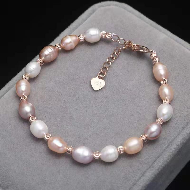 Vòng Tay Ngọc Trai Hạt Gạo Dị Giá rẻ MADAME HIEN PEARLS Freesize VTG007