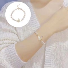 Vòng Tay Hình Bướm Ốp Vỏ Sò Xà Cừ Đính Ngọc Trai Tự Nhiên Sang Trọng VTT007