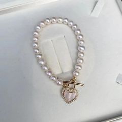 Vòng Đeo Tay Ngọc Trai Tự Nhiên 6-7mm MADAME HIEN PEARLS Khóa Tim Cài Tinh Tế VTT034