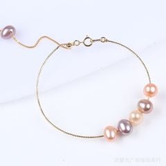 Vòng Tay 5 Hạt Ngọc Trai Tự Nhiên Handmade MADAME HIEN PEARL Dê Thương Còng Cứng Điều Chỉnh Được VTT010M