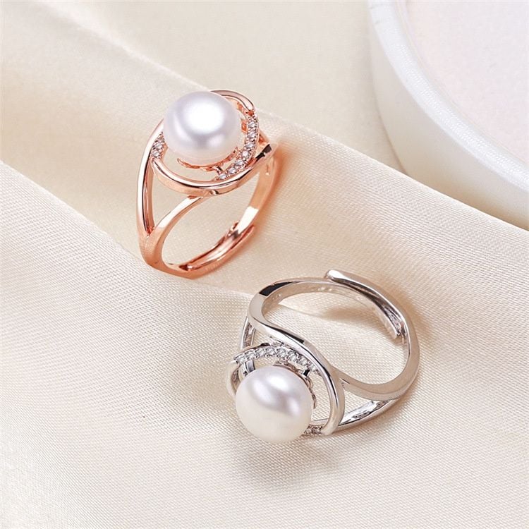 Nhẫn kiểu MADAME HIEN PEARLS Hạt trai Nước Ngọt size lớn 9-11mm sang trọng NN005