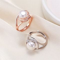 Nhẫn kiểu MADAME HIEN PEARLS Hạt trai Nước Ngọt size lớn 9-11mm sang trọng NN005